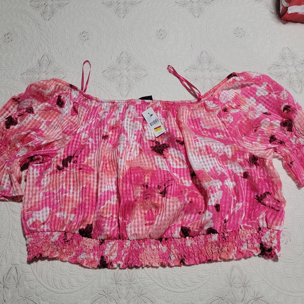 Pink Floral Off-Shoulder Top